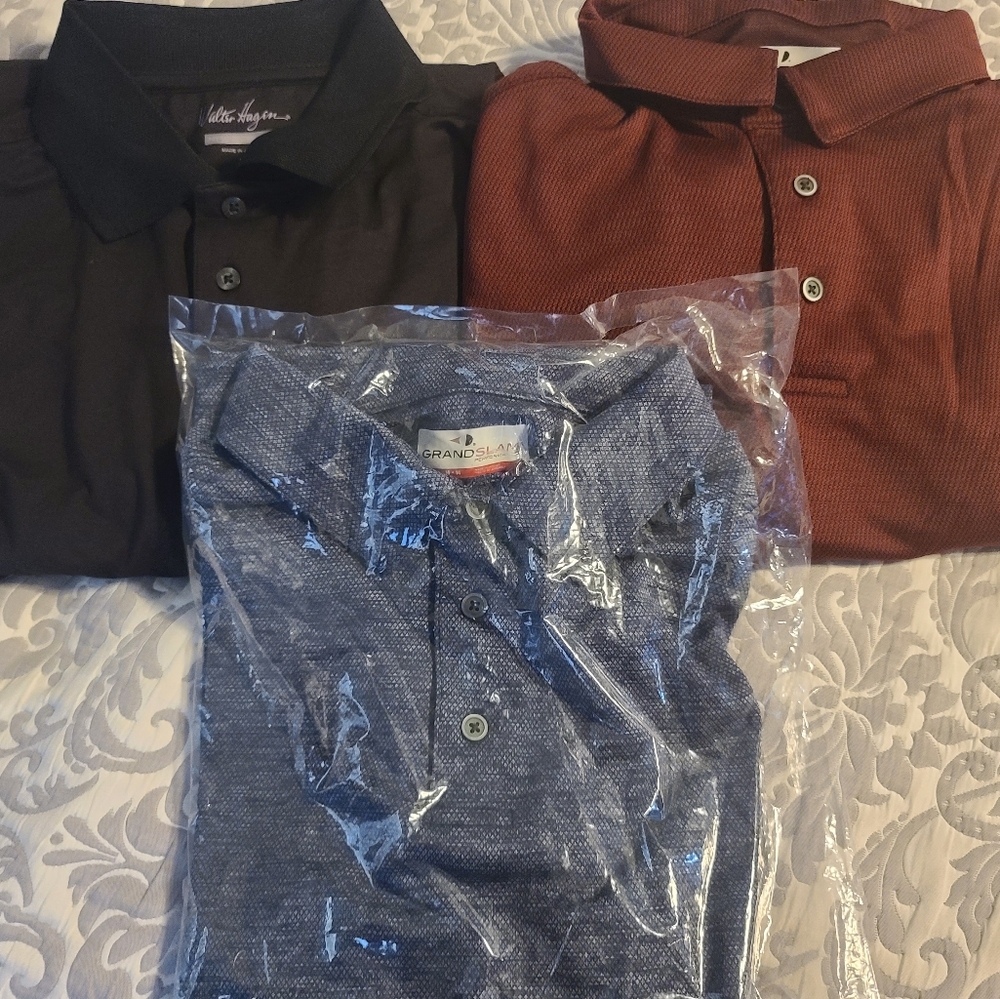 Grand Slam Blue and Black Long Sleeve Polo Collection